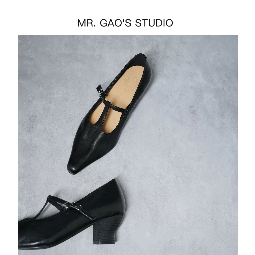 【Mr.Gao】春季新款法式玛丽珍复古单鞋粗跟软底扣带时尚小方头女鞋