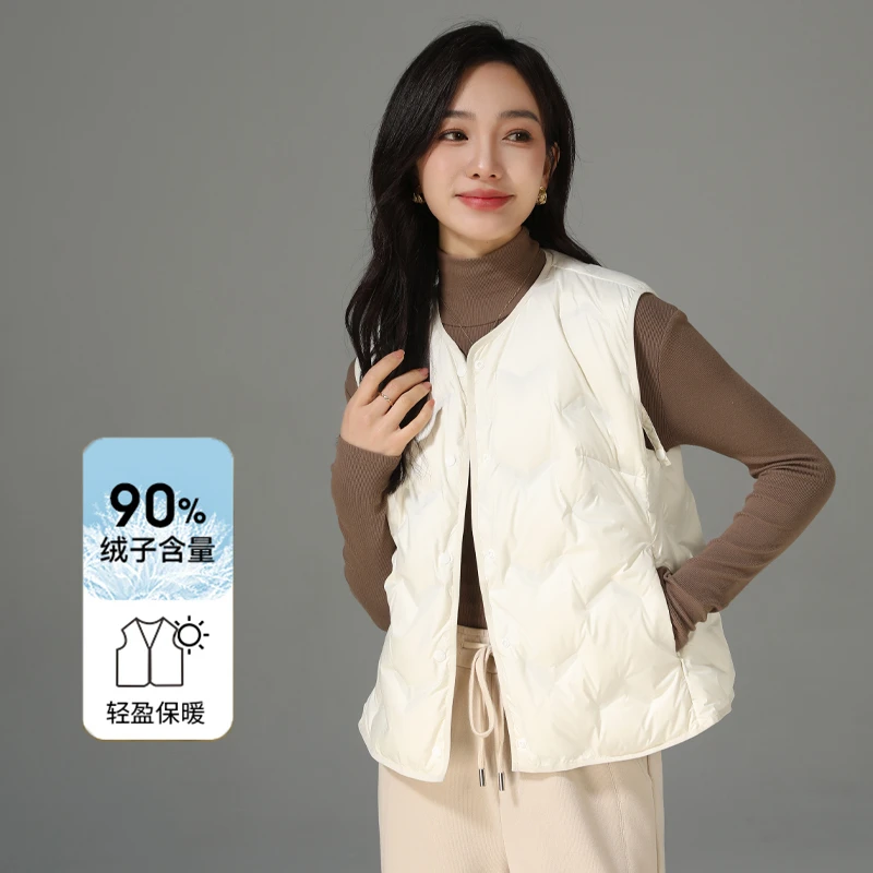 轻薄羽绒服马甲女冬季2024新款秋冬加绒加厚背心内胆鸭绒马夹外套