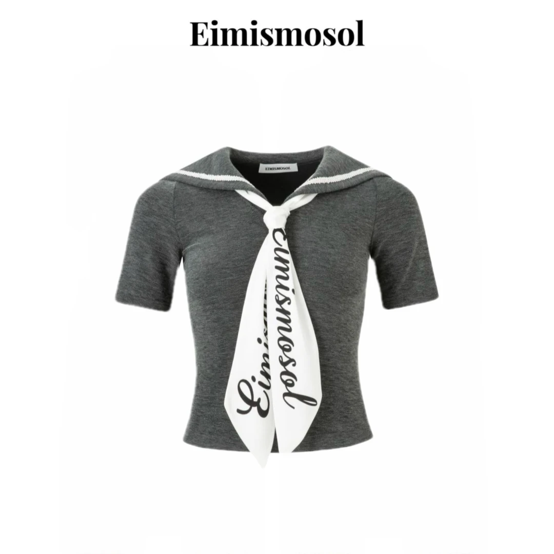 Eimismosol 醋酸针织海军领飘带T恤