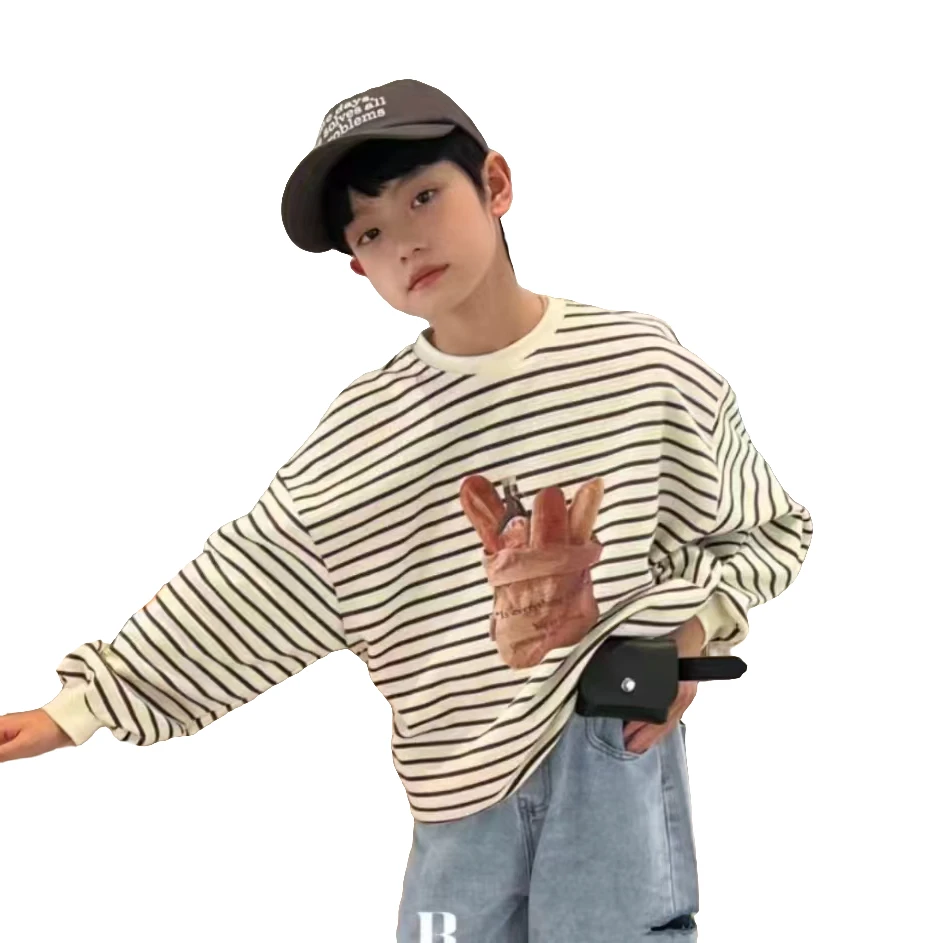 1-3NO退NO换 春新款 时尚休闲条纹 套头圆领 男童 女卫衣