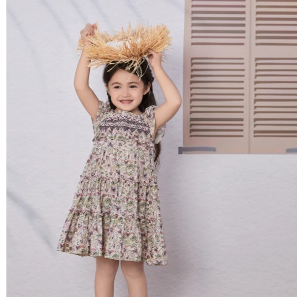 ETTOI爱多娃女童公主裙夏新款Liberty印花连