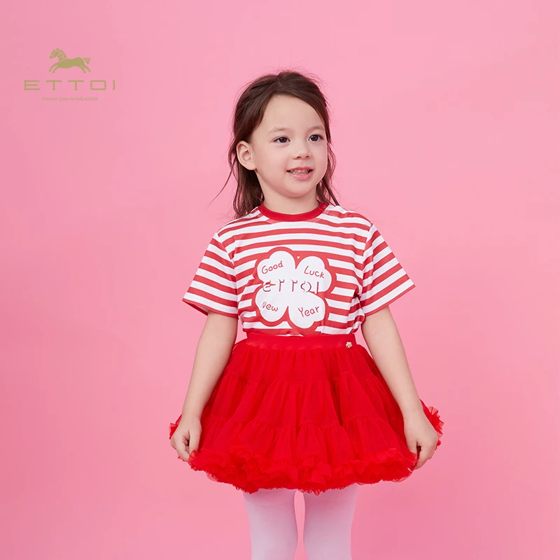 ETTOI儿童半身裙新款春夏女宝宝裙子网纱tutu裙