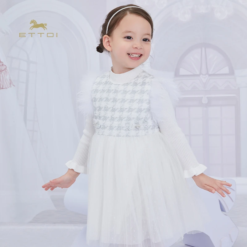 ETTOI女宝宝甜美小香风礼服裙子春秋装公主裙女童x