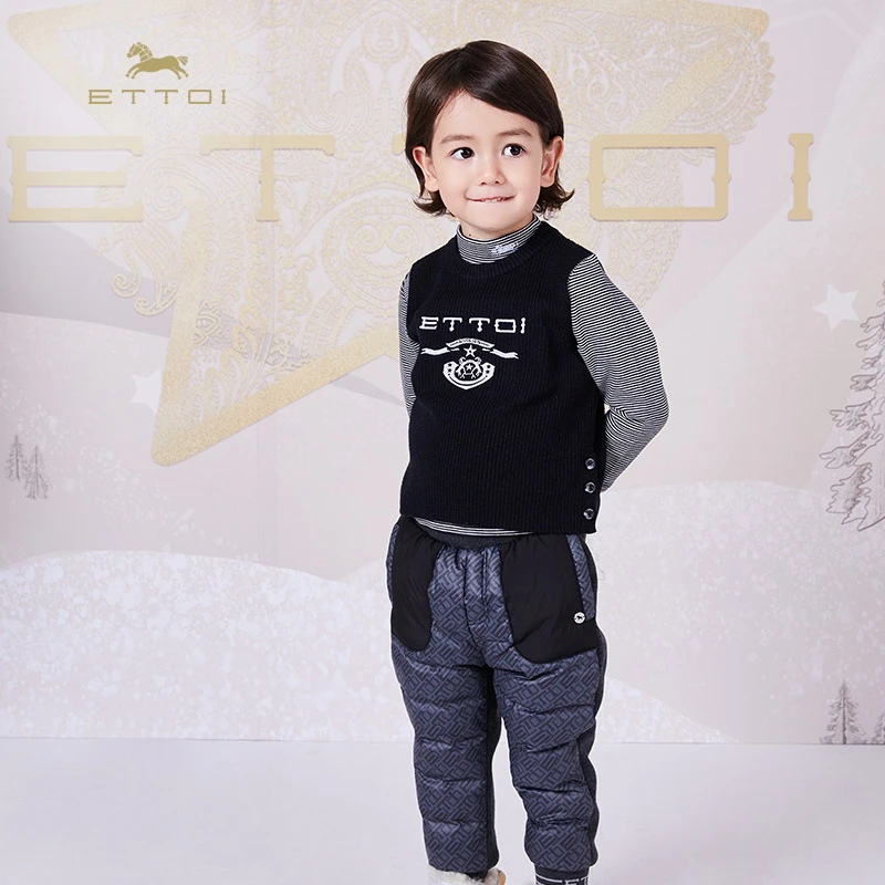 【朗姿集团】ETTOI儿童羽绒裤冬加厚保暖长裤男童运动裤休闲宝宝