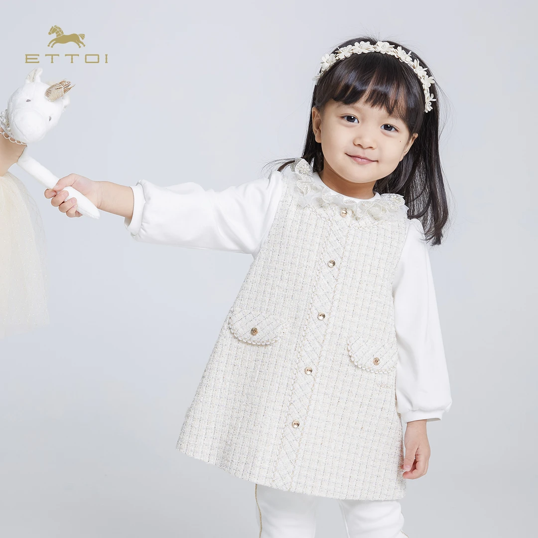 【朗姿集团】ETTOI春秋宝宝小香风连衣裙无袖百搭公主裙亲子装l