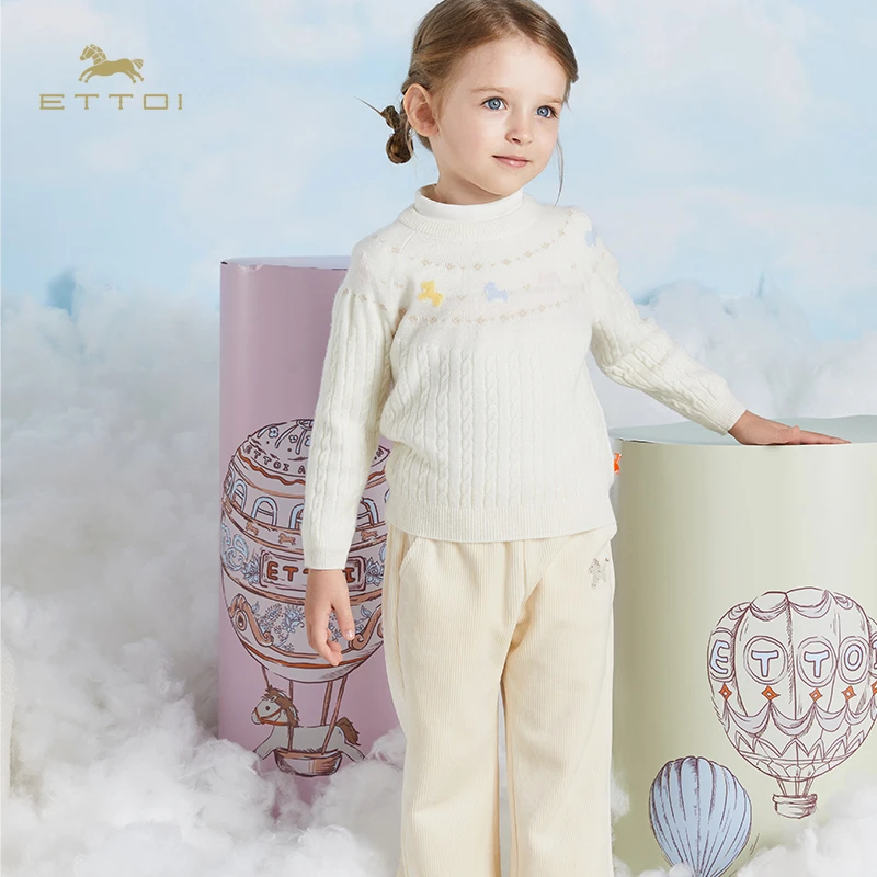 ETTOI秋冬新款爱多娃儿童休闲裤子男女童复古灯芯绒