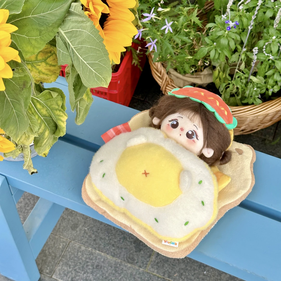20cm娃用美食睡袋荷包蛋汉堡棉花娃娃 娃片道具小物配饰设计
