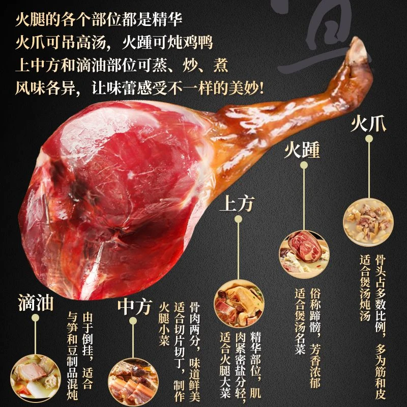 【现场称重】精修整只农家猪老火腿自然风干传统发酵工艺【云南火腿】