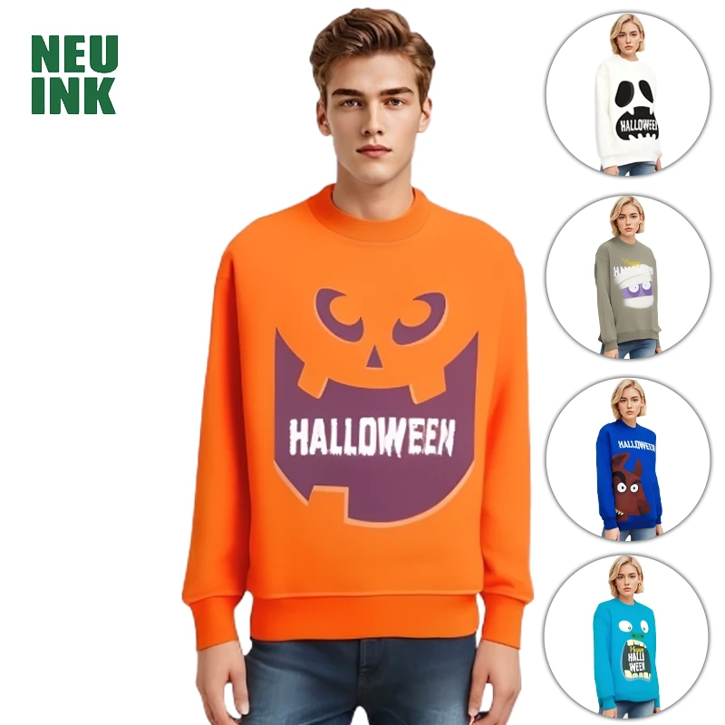 Neu ink 万圣节系列运动休闲印花卫衣 宽松美式情侣圆领潮流长袖