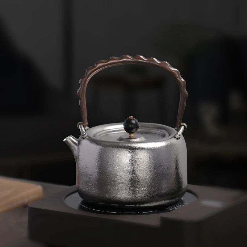 纯钛冰晶烧水壶煮茶壶耐高温钛泡茶提梁烧水壶可明火电陶炉钛茶具