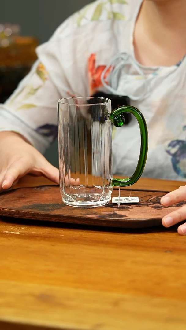 【闪购商品】禾器/晶彩莲君杯莲纹/湖绿色