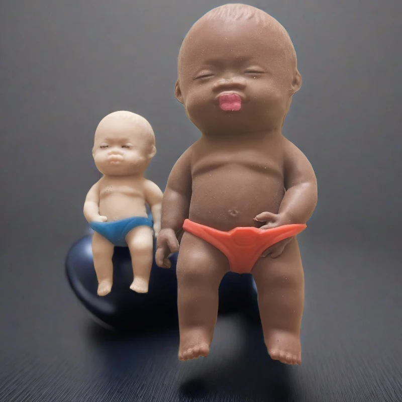 发泄解压黑色玩具过家家仿真娃娃TPR软胶创意小黑人泄压捏捏乐