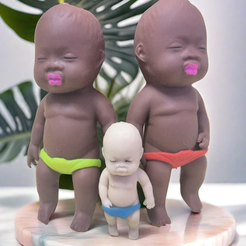 挤压玩具小黑娃肤色娃娃解压搞怪整蛊黑色捏捏乐办公室解压黑娃娃