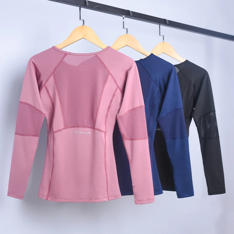 运动跑步健身衣女薄款长袖T恤打底衫网孔美背上衣速干显瘦瑜伽服