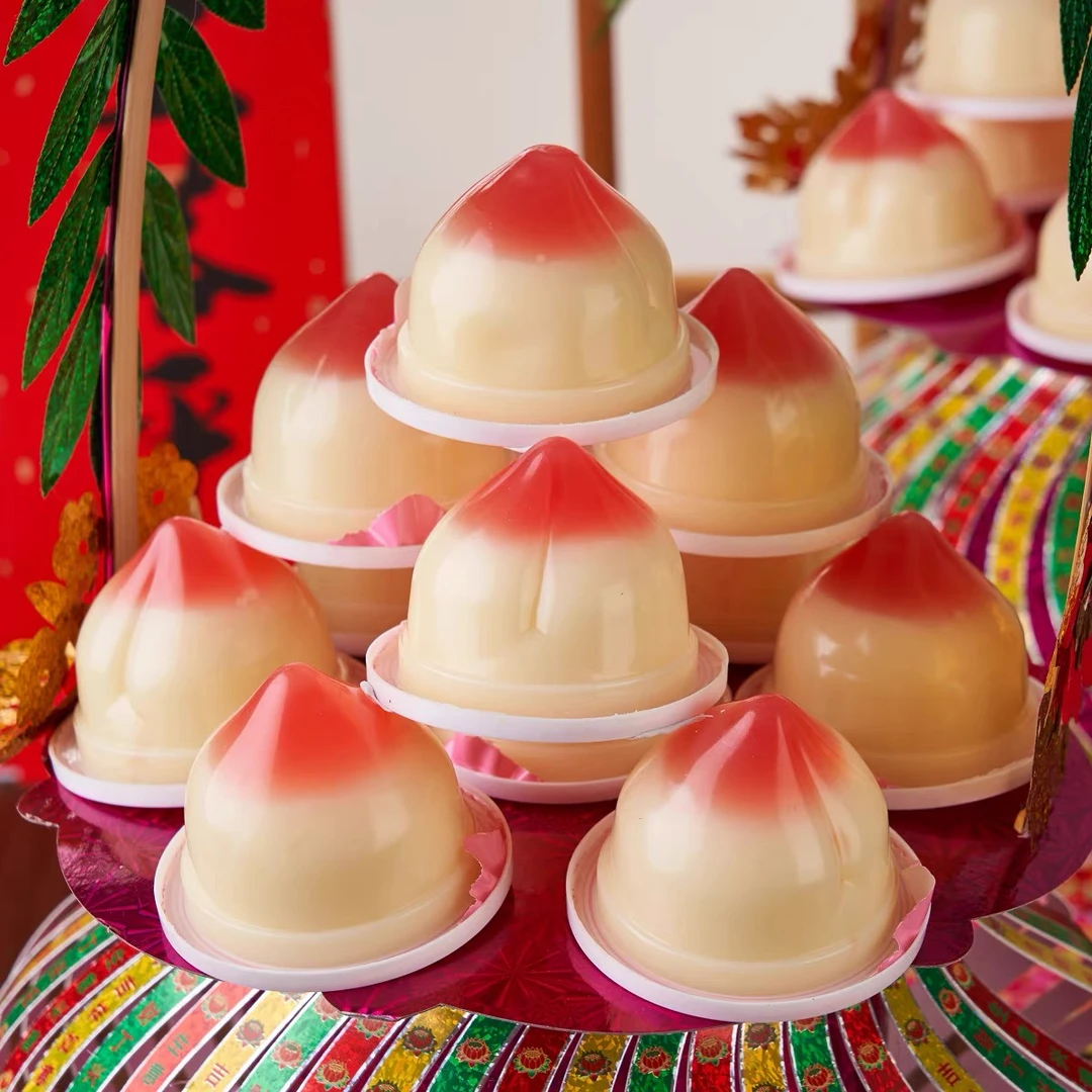 爆款美的客果冻大仙桃型低脂整箱果味摆冻塔休闲网红零食中秋热卖