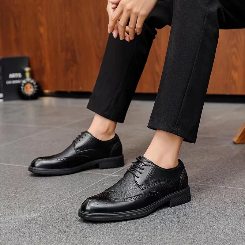 头层牛皮男士皮布洛克雕花2023秋冬爆款 经典潮流时尚男鞋