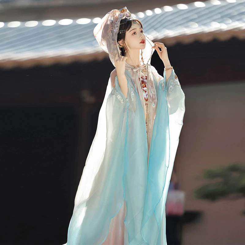 秀巅原创汉服【大漠公主】唐制汉服刺绣吊带异域风斗篷破裙套装仙气