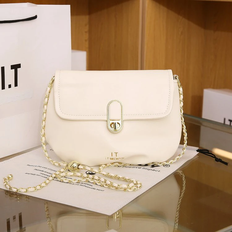 时尚链条包网红白色单肩百搭小众小方包女士斜跨腋下包肩包小包包