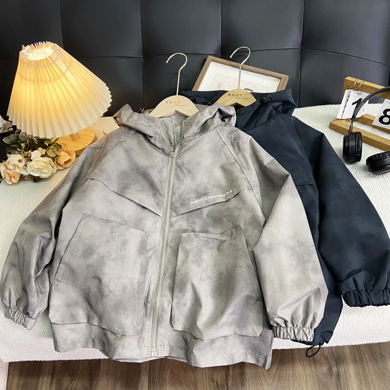 佑妈家童装 男女童中大童帅气潮款外套 儿童春秋季洋气连帽