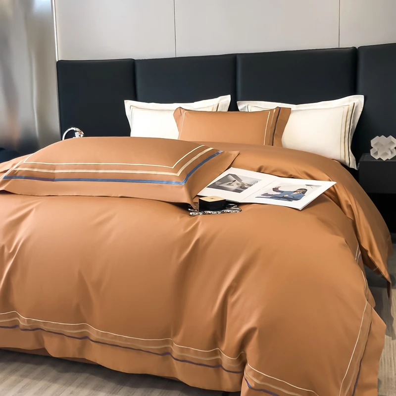 2024新款高端100支纯棉轻奢绣花款四件套高档品质长绒棉全棉套件