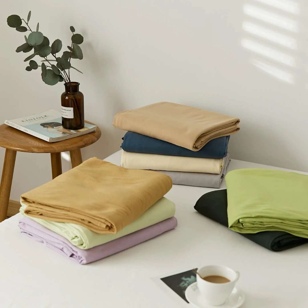 全棉针织棉天竺棉纯色单品床单床笠简约日式学生宿舍亲肤素色柔软