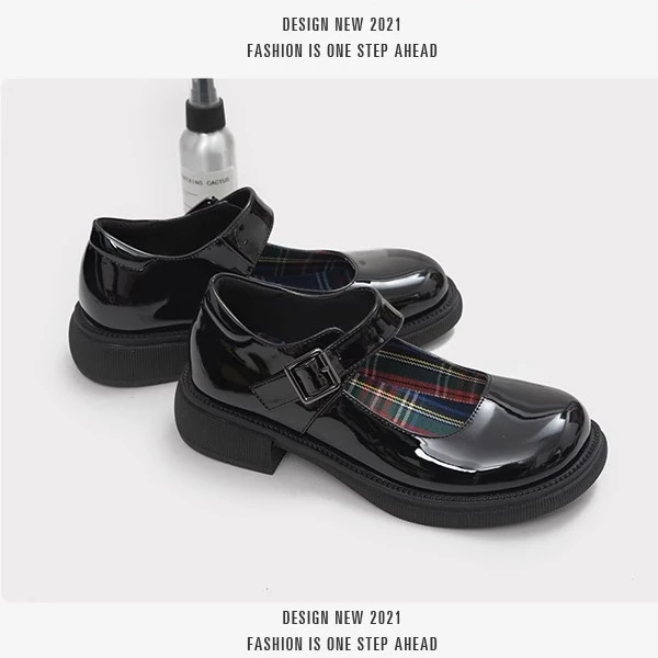 BJMAO伯爵猫玛丽珍鞋199-1夏学院风厚底jk高跟鞋春款真皮小皮鞋女