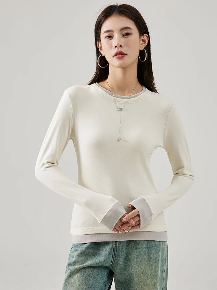 光感发热假二件小暖炉修身打底衫上衣可外穿 FYZ