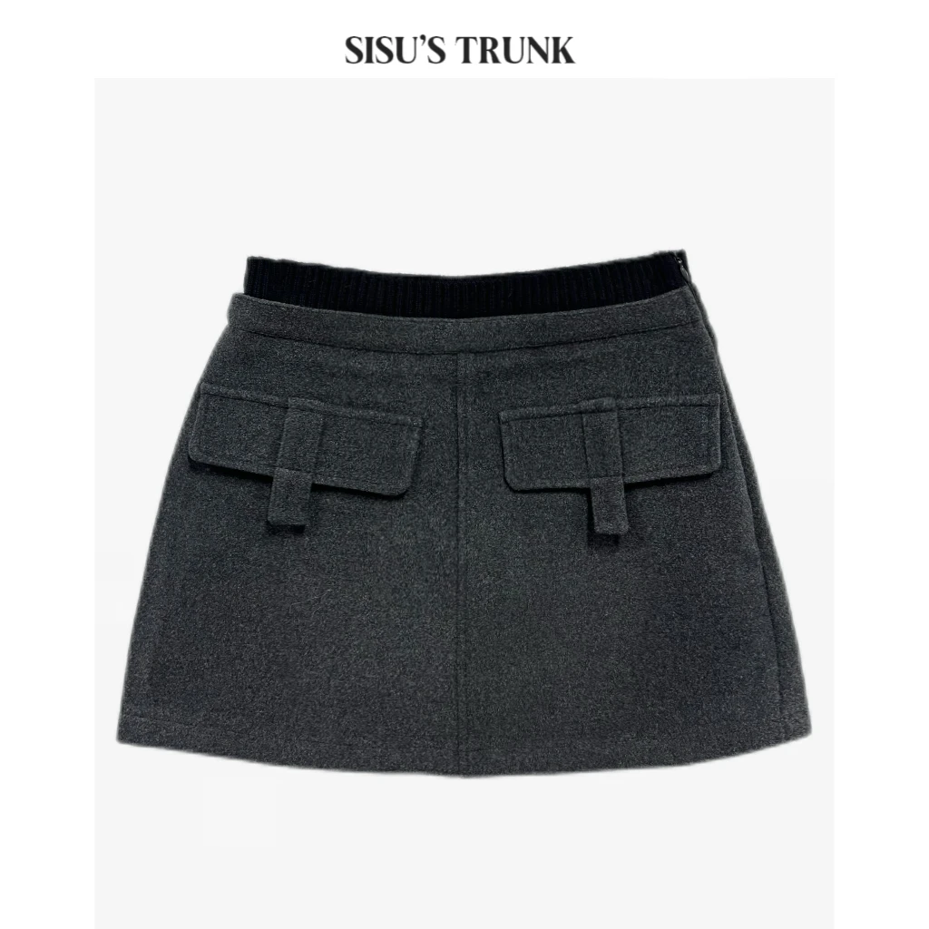SISU 【万有引力】 轻奢定制显瘦百搭黑色设计师款气质高腰短裙
