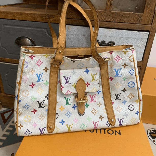 95新 LouisVuitton/路易威登 lv白三彩 托特包/95新