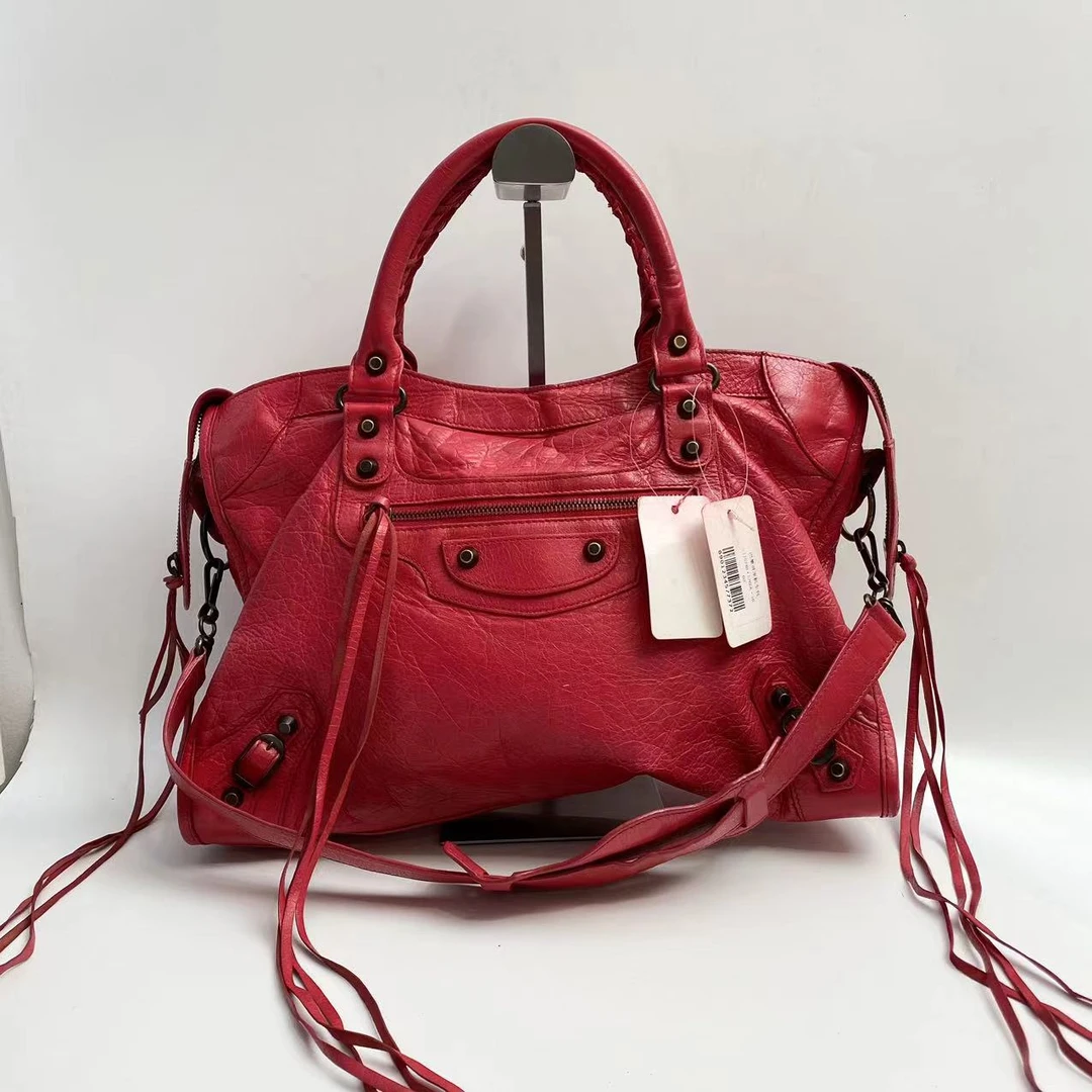 95新 Balenciaga/巴黎世家 巴黎世家红色机车包77372