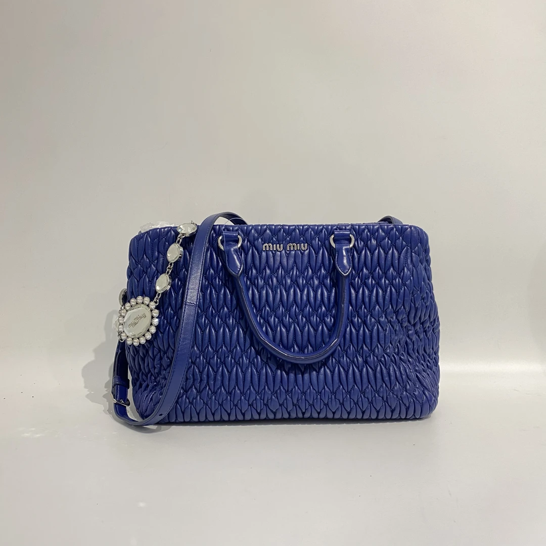 95新 MIU MIU/缪缪 褶皱钻石肩带托特包