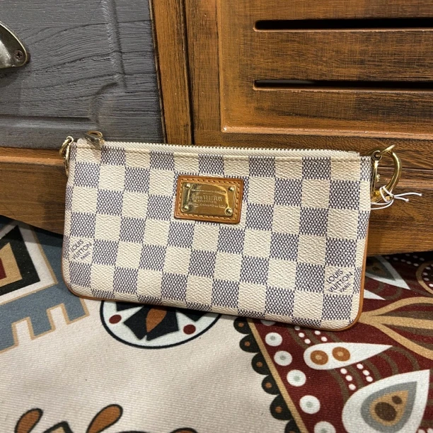 95新 LouisVuitton/路易威登 lv白棋盘格金牌手提包/95新