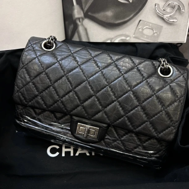 99新 Chanel/香奈儿 香奈儿中号黑银2.55链条包/99新