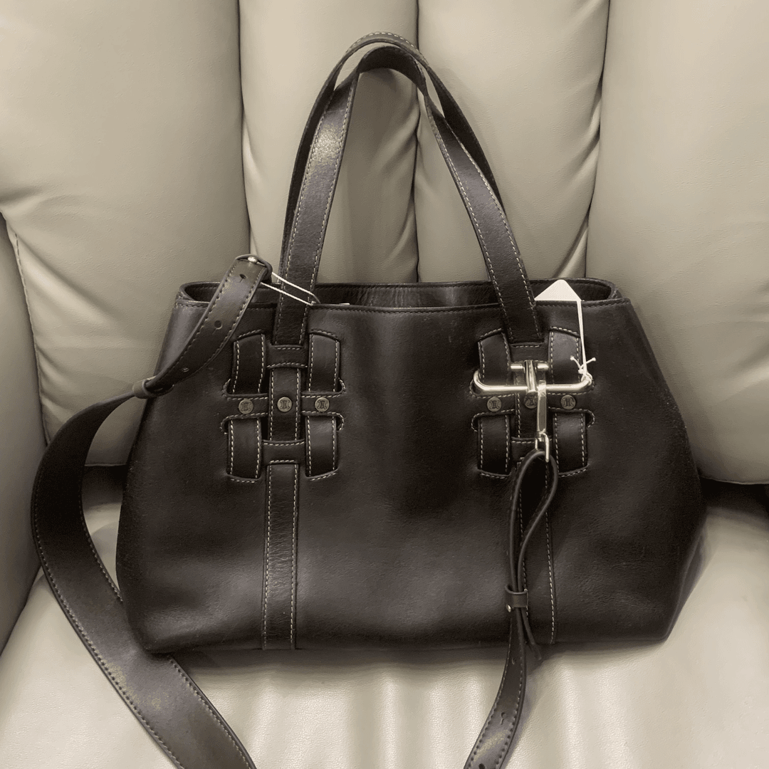 95新 Celine/思琳 思琳 棕色编织单肩包/95新