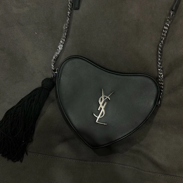95新 YSL/圣罗兰 圣罗兰黑色爱心流苏单肩包/95新