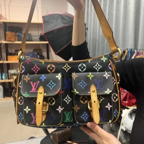 95新 LouisVuitton/路易威登 lv黑三彩单肩包/95新