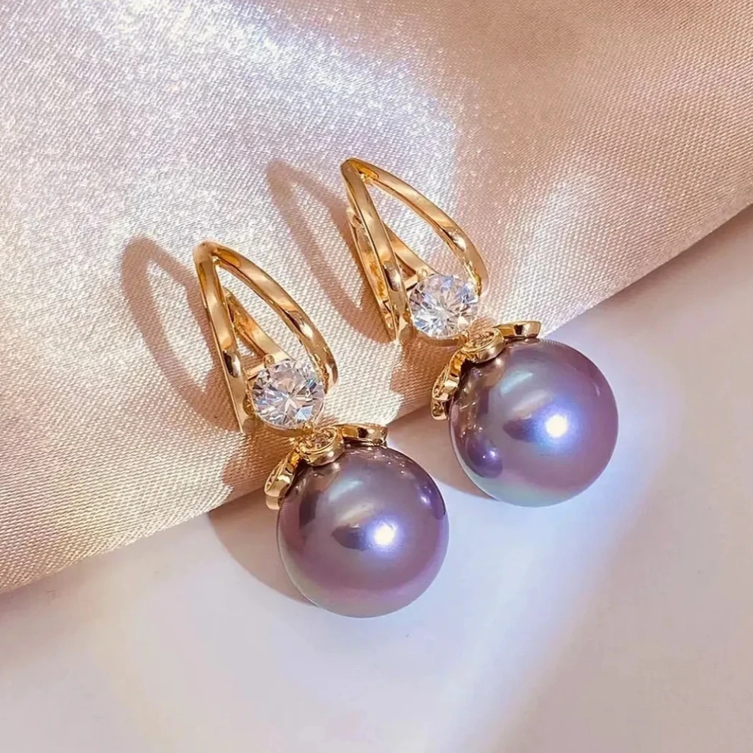 铜合金合成锆石耳饰 高贵高级感气质紫色耳饰（双11）爆款耳环A136