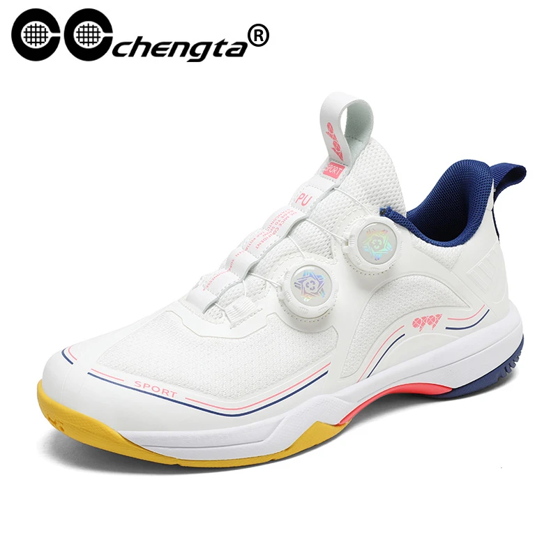 CCchengta新款羽毛球鞋双旋转扣防滑耐磨减震透气羽毛球运动鞋子