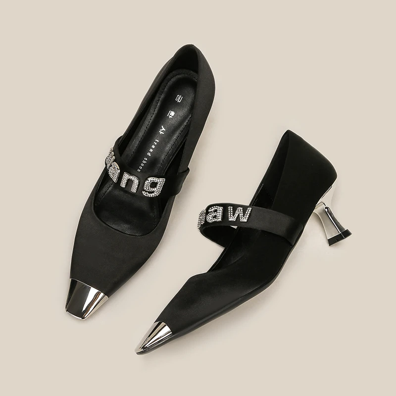 【高高甄选】法式百搭高级感绸缎气质水钻高跟鞋典彩H9663-5