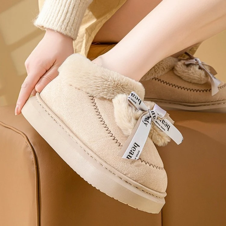冬季女士包跟棉拖鞋室内家居厚底防滑保暖加绒棉鞋时尚防水外穿