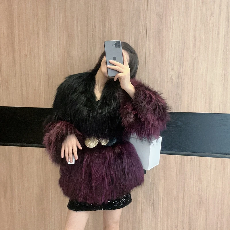 2024新款 银狐渐变色 大翻领双面编织狐狸毛 皮草外套女中长款