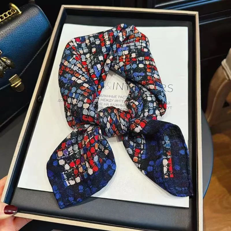 桑蚕丝羊毛混纺多彩宝石丝毛60cm轻奢时尚中方巾围巾百搭双面印花