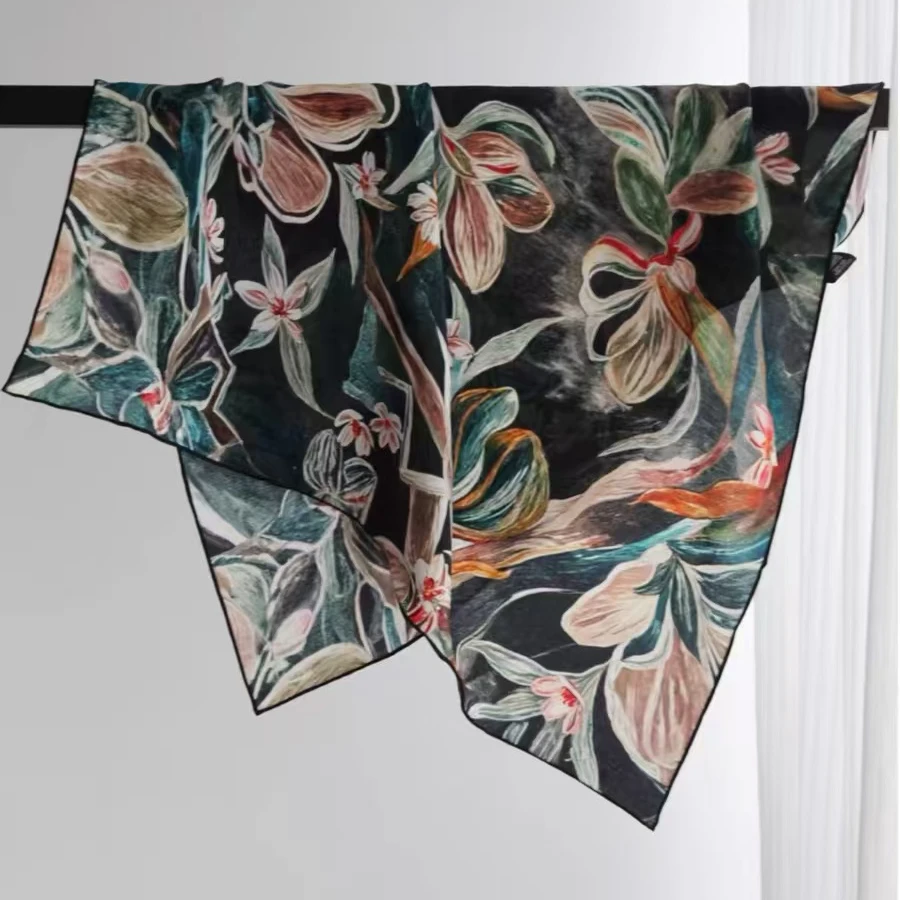 ML逐梦鸟贵妇款羊毛围巾披肩两用丝秋冬中方巾双面陌上花开