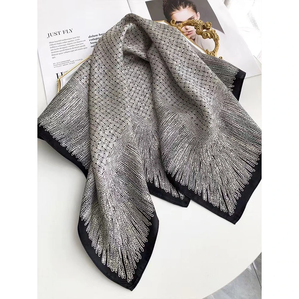 【小香灰】65cm桑蚕丝丝巾F001洋气百搭真丝女款方巾时尚薄款围巾