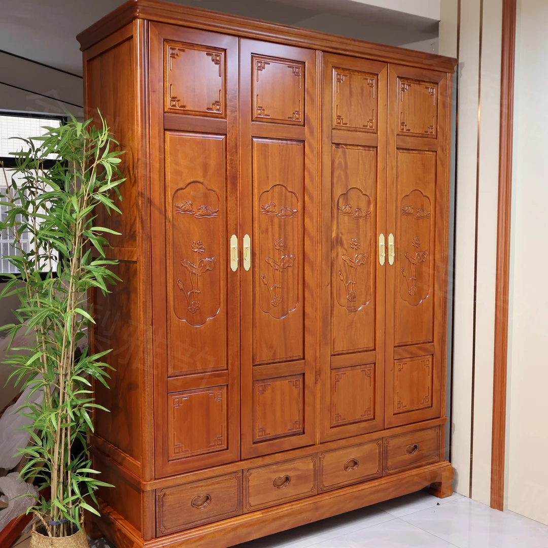 [金梨雅韵] 黄金梨木明清古典四门六门主卧雕花大衣柜大容量带门