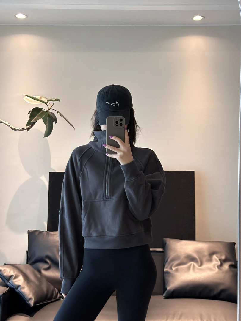 清 No退No换半拉链高立领套头加绒运动卫衣长袖短款时尚休闲女士