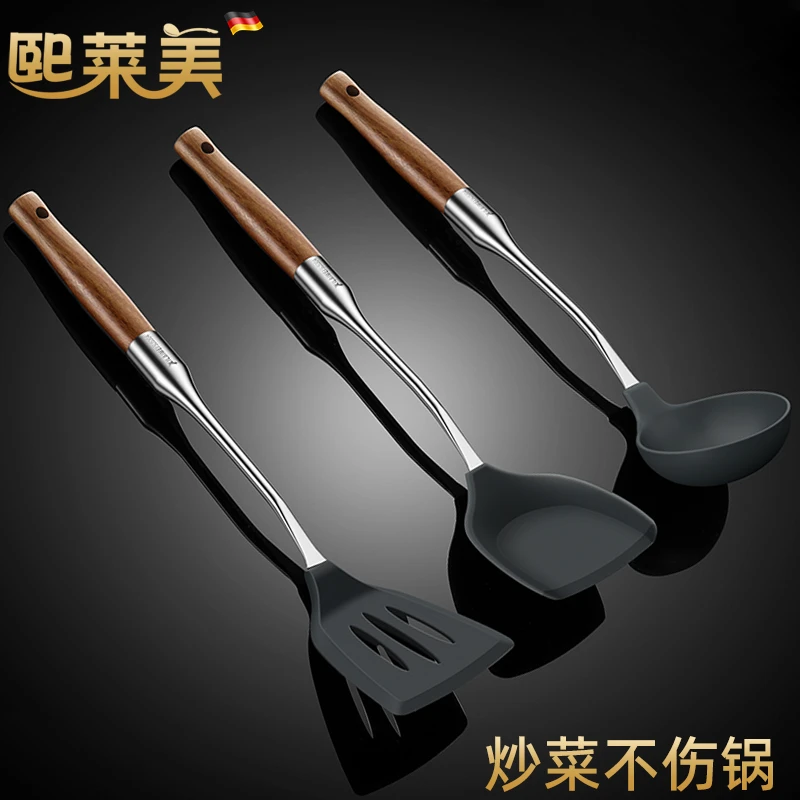 硅胶铲子不粘锅用锅铲家用炒菜铲耐高温食品级汤勺子厨具套装木柄