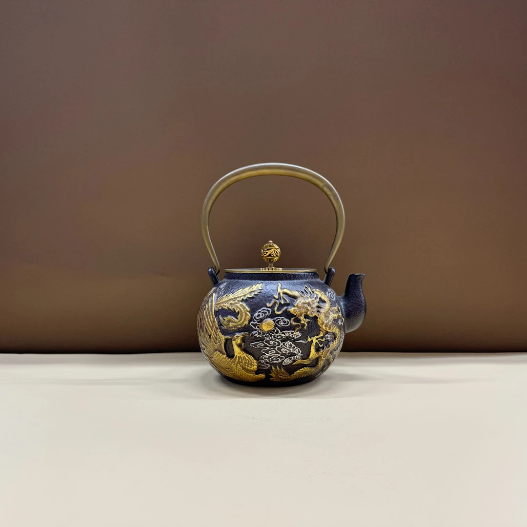 [龙凤戏珠]铸铁壶茶壶手工日式生铁复古烧水壶老铁壶