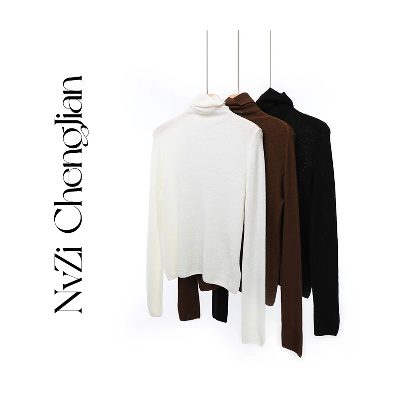 女子成鉴  高领打底衫修身显瘦内搭堆堆领美拉德毛衣1160619