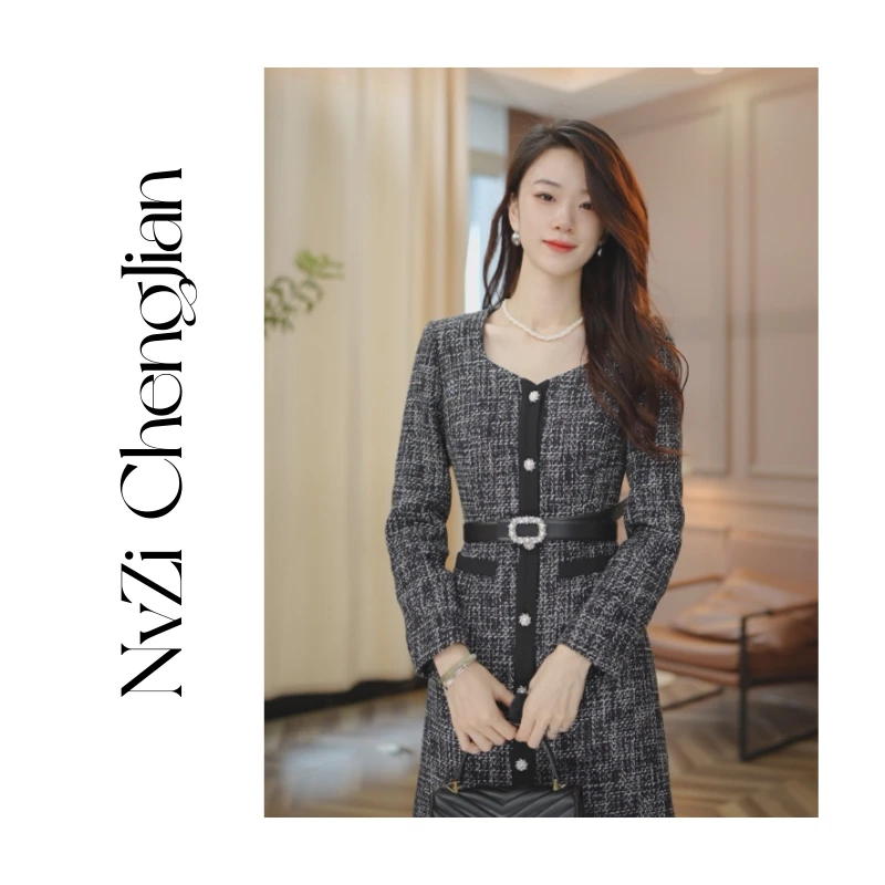 女子成鉴 秋款法式复古小香风连衣裙 1160555N